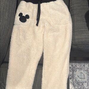 Disney Cream Fleece Joggers with Mickey Patch